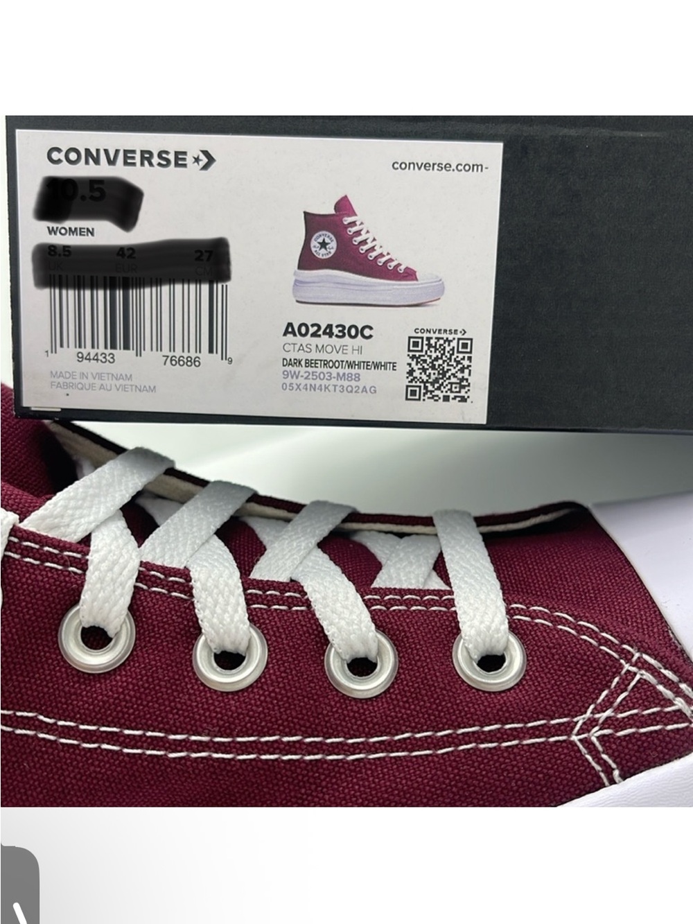 Converse WMNS High-Top Platform Sneakers A02430C CTAS MOVE HI
DARK BEETROOT/WHIT - Picture 16 of 16